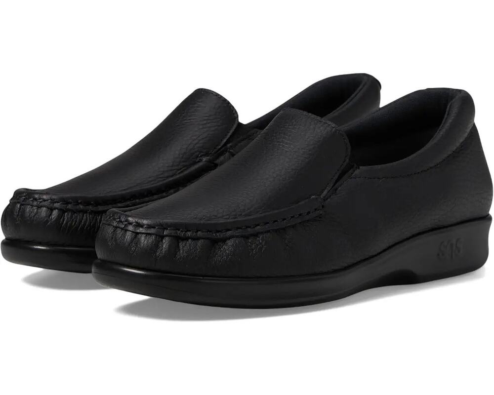 SAS Womens Twin Slip On Comfort Loafers Size 7.5 M Black Leather EUC